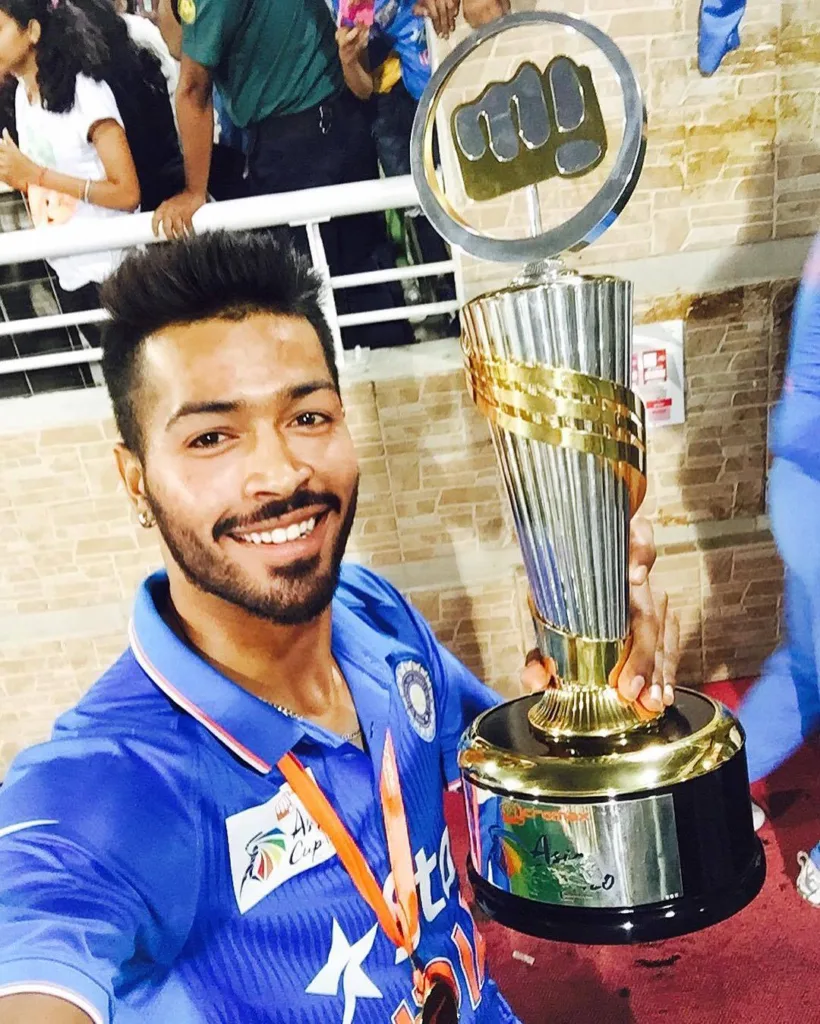 Hardik pandya With Trophy