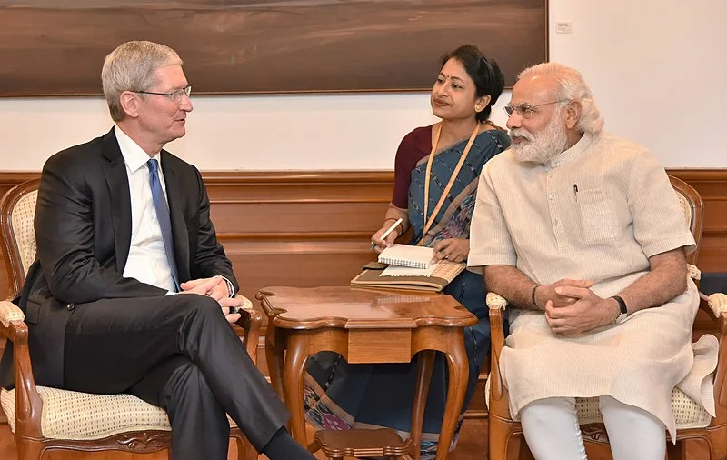 Tim cook with Mr. Modi (Prime minister of India )