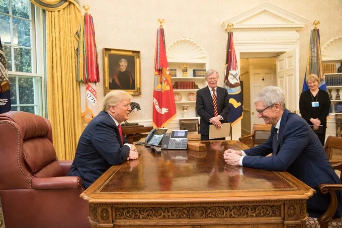 Tim cook with Former President Trump